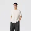 Camiseta de Verano para Hombre Estilo Americano, Tela Gruesa, Manga Corta, Corte Holgado, Talla Grande, Modelo Nuevo 2026, Ropa Falsa de Dos Piezas