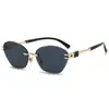 Gafas de Sol Sin Marco para Mujer Moda Trendy Protección UV Gafas de Sol para Mujer Ojo de Gato Gafas Trendy 2601