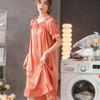Novo vestido de noite de seda estendido para Primavera e Verão estilo princesa coreana pijama doce com babados fora do ombro roupa de casa