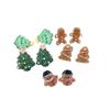 Pendientes navideños de resina con forma de árbol de Navidad, hombrecito de jengibre y muñeco de nieve, en stock.