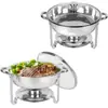Conjunto de Fogão de Buffet de Aço Inoxidável Panela Redonda 4,5L Hotel Restaurante Banquete Panela Térmica Prato de Aquecimento Fogão Amazon