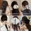 Presilha de rabo de cavalo suave e elegante com laço e fita, presilha de cabelo de alta qualidade para mulheres, presilha tipo tubarão estilo coreano