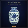 Jarrón de Porcelana Azul y Blanco Estilo Antiguo, Pequeño Jarrón Cerámico Clásico Chino de Jingdezhen, Recipiente para Arreglos Florales, Decoración de Entrada de Sala de Estar