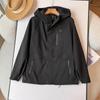 Jiaojia con 24 años nuevos amantes presión pegamento exterior cortavientos impermeable casual con capucha chaqueta abrigo corto mujeres