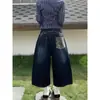 Shorts de Mezclilla Camuflaje Patchwork Bordado Estilo Americano de Talla Grande para Mujer, Verano Sueltos Versátiles de Pierna Ancha Cortos de Moda