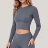 Amazon Europa y América Ropa Deportiva Fitness Camiseta de Manga Larga Transfronterizo Rusia Running al Aire Libre Ciclismo Top Corto Mujer