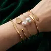 Conjunto de Joyería Popular Transfronterizo para Mujeres, Conjunto de Pulseras Abiertas Apilables con Diseño Único, Conjunto de Joyería de Mano Moderno y Versátil