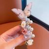 Anillos para el Cabello de Línea Telefónica de Mariposa para Niños, Artefacto de Perlas para Coletas de Niñas, Cuerda para el Cabello que No Maltrata, Dulces Accesorios para el Cabello de Niñas Pequeñas