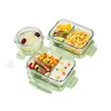 Pote de Vidro Espesso para Micro-ondas, Marmita, Caixa Bento, Tigela de Sopa, Recipiente de Alimentos Compartimentado Selado para Levar Refeições para o Trabalho