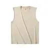 Chaleco sin mangas de algodón puro teñido con cera estilo americano lavado de 230 g para hombre, Camiseta de verano vintage de cuello redondo de peso pesado para hombre