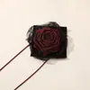 Original~Retro Nuevo Chinoiserie Tela Encaje Flor Seca Rosa Collar DIY Chica Popular Collar con Cordones Broche Accesorios