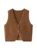 Lou Fu Início da primavera Novo estilo japonês Retro lã V-neck Cardigan Colete Fofo Carnudo Empilhado Slim Top para mulheres