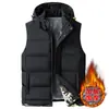 Chaleco de algodón con relleno de plumón para otoño e invierno, talla extra para hombre, con capucha desmontable, chaqueta deportiva de algodón, chaleco de lana de cordero, engrosado y a prueba de frío