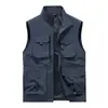 Nuevo Chaleco de Trabajo para Hombre de Primavera y Otoño con Múltiples Bolsillos, Cuello Alto, Chaqueta sin Mangas, Chaleco Casual para Pesca al Aire Libre 2588
