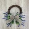 Corona de lavanda de imitación, corona de ratán, corona colgante de puerta de primavera y verano, corona de comercio exterior transfronterizo, corona de lazo simple