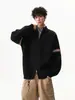 Cárdigan de punto retro americano para hombre y mujer, marca de moda otoño e invierno, corte holgado, suéter de pareja con bloques de color y cremallera, chaqueta casual