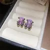 Pendientes de Oso de Circonita Lindos de Dibujos Animados con Aguja de Plata Lujo Accesible Simples de Nicho Elegantes de Gama Alta Versátiles para Mujeres