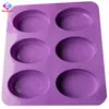 Molde de jabón de flor de encaje ovalado en relieve de seis-incluso seis agujeros molde de jabón con patrón de encaje molde de silicona para pastel de jabón hecho a mano