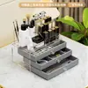 Caja joyero de tres cajones con flocado multifuncional, rejilla para joyas de gran capacidad, expositor para pendientes, aretes, collar