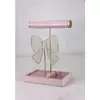 Suporte de Joias com Laço Rosa Dourado de Luxo Leve, Organizador Multifuncional para Anéis, Brincos e Colares, Exibidor de Joias com Base de Veludo
