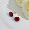 Aretes Geométricos Rojos Ankela Festivos de Año Nuevo Nicho Temperamento Venta Caliente Aretes de Botón Otoño/Invierno 2026 Venta al por Mayor de Pendientes