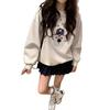 Sudadera Estampada Versátil Casual 2025 Diseño para Mujer Cuello Redondo Manga Larga Principios de Otoño Nuevo Top Holgado que Cubre la Cadera