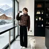 2026 Invierno Nuevo Estilo Coreano Cuello Alto Cálido Tejido Manga Algodón Chaqueta Mujer Corta Moda Holgada Engrosada Patchwork Ropa Exterior