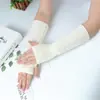 Manguitos de Punto para Mujer de Invierno Versátiles de Medio Dedo de Lana Caliente para Ciclismo Color Sólido Mangas Falsas Fabricante Venta al por Mayor