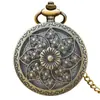 Reloj de Bolsillo Vintage de Bronce con Flor Doble de Ocho Pétalos para Hombres y Mujeres Reloj de Bolsillo de Cuarzo Reloj Grande Colgante Reloj de Regalo Reloj de Bolsillo Simple Creativo