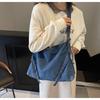 Bolsa de Ombro Jeans Grande Capacidade Casual Moda Simples Estilo Acadêmico Versátil Moda Bolsa de Viagem Bolsa Transversal
