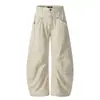 Estilo High Street Americano Vibe Masculina Tendência Patchwork Design Desconstruído Bolso Cor Sólida Calça Larga Solta