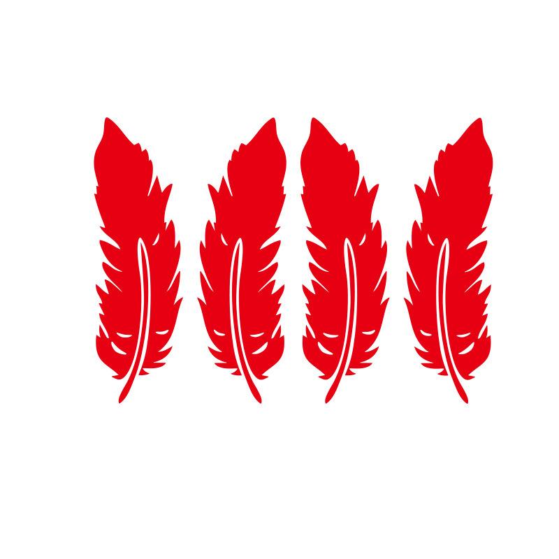 4片羽毛红色