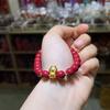 Pulseira de Cinábrio de Círculo Único com Acessórios Dragão Bebê Banhados a Ouro Cobre, Design Original Novo de Boutique da Moda