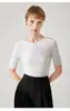 Suéter de Lã Pura Fina Malha Fina Hong Kong e American Apparel/Fio Yangzi para Mulheres, Ombro a Ombro Manga Curta Slim Fit Suéter Sem Costura