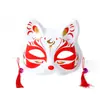 Máscara de zorro de plástico estilo chino, máscara de cosplay de anime con borlas, máscara de cara de gato estilo japonés, accesorio de actuación