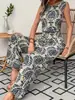 Moda Femenina Amazon Transfronteriza Jumpsuit de Moda Versátil sin Mangas Estampado