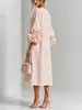 Nuevo vestido cruzado europeo y americano de Amazon 2026 para mujer, estilo francés, con mangas de linterna floral tridimensional, moderno y elegante