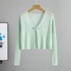 Cárdigan de punto transfronterizo para primavera y verano para mujer, cárdigan exterior fino calado para aire acondicionado, chaqueta corta de seda helada protectora solar