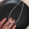 Collar de Perla Única, Plata Rota Asimétrica, Cadena de Clavícula de Alta Gama para Mujer, Diseño de Nicho de Lujo Accesible, Accesorios Populares