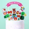 Decoração de bolo de cozimento Bandeira de bolo de vela de caminhão Cenário infantil Tema Cartão de bolo de aniversário