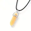 Venta Caliente en Amazon Colgante de Columna Hexagonal de Piedra Cruda Natural 8*32mm Ágata Amatista Bala Cristal Piedra