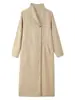 Fábrica de Origem Transfronteiriça Casaco Trench Coat Feminino Elegante Gola Alta Ultra Longo Corte Reto Cor Sólida Fenda nas Costas Fino Jaqueta para o Dia a Dia