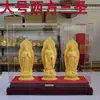 Terciopelo Dorado Occidental Tres Santos Budas Estatuas Adornos Amitabha Bodhisattva Guanyin Bodhisattva Mahasthamaprapta Adoración en Casa Hogar