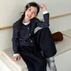Conjunto de Otoño para Niñas 2026 Nuevo de Moda y Elegante Estilo Coreano Conjunto de Cárdigan Rayado Falso de Dos Piezas para Niños Mayores