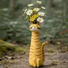 Jarrón de Gato Peculiar para Productos Nuevos Transfronterizos, Adorno de Artesanía de Resina con un Toque de Lujo, Jarrón de Gato de Nicho