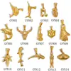 Acero inoxidable europeo y americano zorro delfín nota granada guitarra tiburón guantes animal colgante individual acero de titanio chapado en oro de 24 quilates