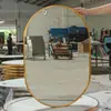 Espelho de Banheiro Entrega Direta da Fábrica Espelho com Estrutura de Liga de Alumínio Dourado Oval Espelho de Maquiagem de Parede Espelho de Banheiro Dourado