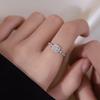 Anillo de Cadena Cuadrado de Diamante Brillante de Circonita Plateada para Mujer, Anillo Llamativo para el Dedo Índice, Anillo Personalizado, Estilo Moderno