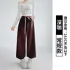 Pantalones de Chándal Acanalados en la Cintura Color Gris Oscuro para Mujer, Nuevos Pantalones Jogger Casuales de Cintura Alta para Primavera y Otoño, Pantalones Rectos Holgados de Corte Petite