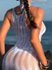 Vestido ajustado sexy de malla jacquard vintage con espalda descubierta y diseño calado transfronterizo de Amazon, vestido de playa para cubrir